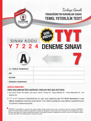 T.G. TYT 7.DENEME SINAVI - A 2023-2024