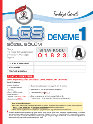 T.G. LGS DENEME SINAVI 1 (O1823)