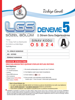 T.G. LGS DENEME SINAVI 5