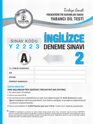 YKS - YDT İNGİLİZCE DENEME SINAVI - 2