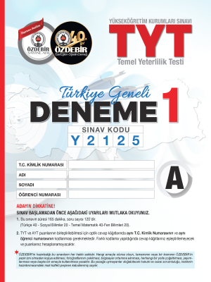 TYT ÖZDEBİR YAYINLARI (T.G.) 1. DENEME 2025-2026