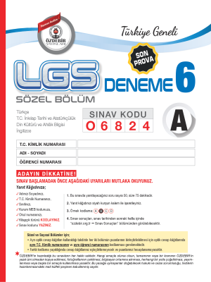 T.G. LGS DENEME SINAVI 6