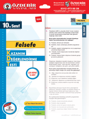 11. Sınıf Felsefe Kazanım Değerlendirme Testi