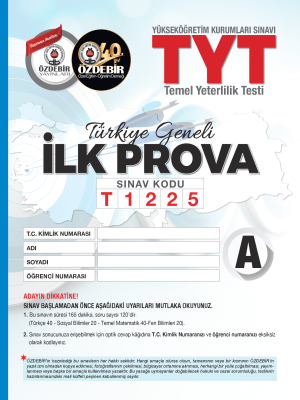 TYT ÖZDEBİR YAYINLARI İLK PROVA DENEMESİ - 2025-2026