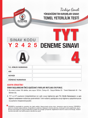 TYT ÖZDEBİR YAYINLARI (T.G.) 4. DENEME 2024-2025