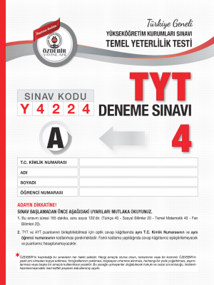 T.G. TYT 4.DENEME SINAVI - A 